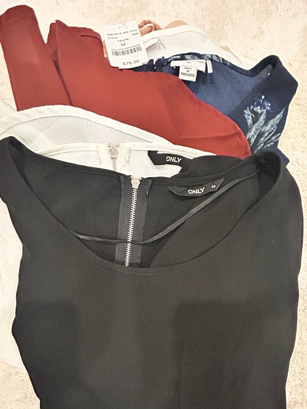 Only Women's Black Scoop Neck Top with Back Zipper